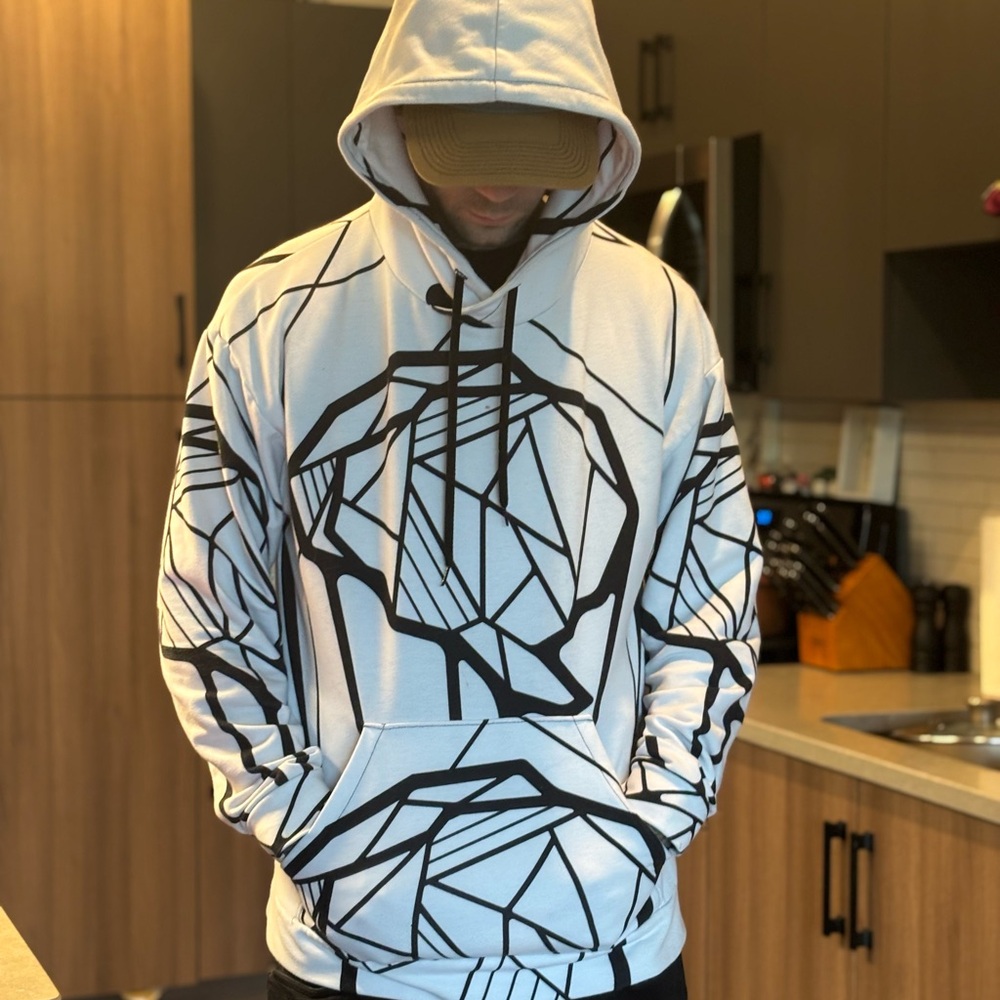 Geometric Patterned Hoodie - Black and White - Good Trip